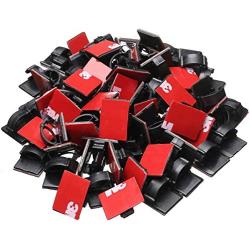 Akstore 100 PCS Adhesive Cable Clips Self-Adhesive Wire Clips Cable Wire Management Wire Cable Holder Clamps Cable Tie Holder for Car, Office and Home (Black-Upgrade Glue)