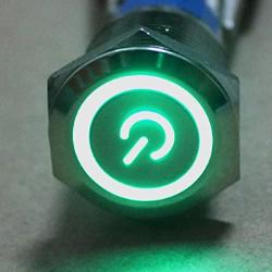 ESUPPORT 16mm 12V 3A Power Symbol Angel Eye Halo Car Green LED Light Metal Push Button Toggle Switch Socket Plug Wire