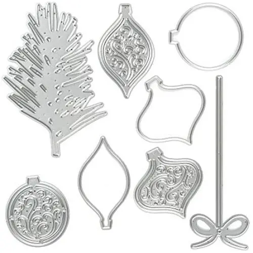 Metal Christmas Tree Lamp Lantern Cutting Dies Embossing Stencil Template Tool Mold for Card Making Scrapbooking Paper Album Stamps DIY Christmas Décor Paper Craft