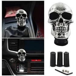 Jialuode Universal Skull Shifter Knob Car Shift Stick Handle Transmission Shifting Head Fit for SUV, Saloon car, Sedan, Truck and Van etc Silver