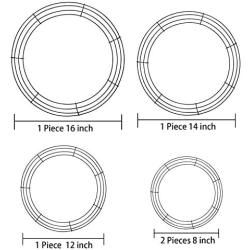 Tatuo 5 Pieces Metal Wreath Frame Ring Round DIY Macrame Floral Crafts Wire Wreath Form Christmas Decoration Door Craft (Deep Green, 16 Inch, 14 Inch, 12 Inch, 8 Inch)