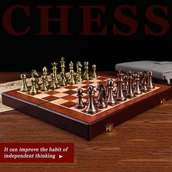 LINWEI Chess Set, Chess Board Set,International Chess Set Wooden Games Chessboard Metal Parts Folding Chessman Entertainment Table Game