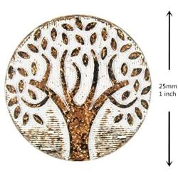 Bezelry 10 Pieces Big Tree Pattern White Rust Varnished Metal Shank Buttons. 25mm (1 inch)