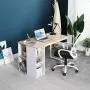 Office Computer Writing Desk with Storage Large Work Desk with 5 Shelves Students Study Table Modern Wood Home PC Laptop Table with Metal Legs White Furniture Sets(43.3 x 19.7 x 29.5 inches)