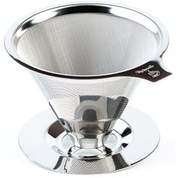 Maranello Caffé Pour Over Coffee Dripper Stainless Steel Reusable Drip Cone Coffee Filter Portable Pour-Over Coffee Maker Paperless Metal Fine Mesh Strainer Coffee Pourover Brewer Camping Coffee Maker