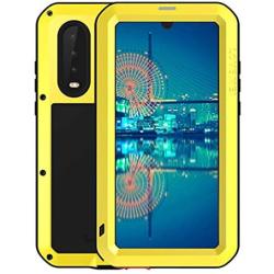 GFU Tempered Glass Armor Huawei P30 Case, Outdoor Dustproof Cover Shell for Huawei P30 Full Body Hybrid Heavy Duty Metal Shockproof (Yellow, P30)