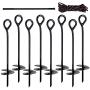 Zcaukya 8 Pcs Ground Anchor with a 25-Feet-Long Rope, Black Metal Anchors 15 Inches Long 1/4 inch in Diameter
