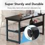 Tribesigns 55 Inches Computer Desk with Bookshelf Works as Office Desk Study Table Workstation for Home Office (55‘’, All Black)