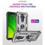 Military Grade Drop Impact for Motorola Moto G7 Power Case Moto G7 Supra Case 360 Metal Rotating Ring Kickstand Holder Magnetic Car Mount Armor Shockproof Cover for Moto G7 Power Phone Case (Red)