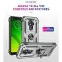 Military Grade Drop Impact for Motorola Moto G7 Power Case Moto G7 Supra Case 360 Metal Rotating Ring Kickstand Holder Magnetic Car Mount Armor Shockproof Cover for Moto G7 Power Phone Case (Red)