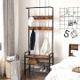 IRONCK Industrial Hall Trees with Bench and Coat Racks, 3-in-1 Hall Tree Entryway Storage Shelf, Accent Furniture with Metal Frame, Easy Assembly, Rustic Brown