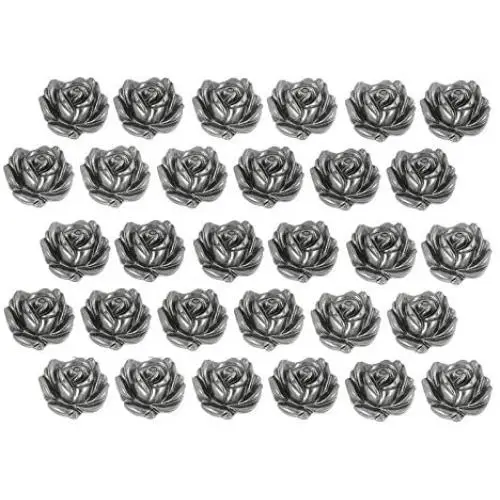 Bezelry 30 Pieces Small Rose Bloom Gray Silver Metal Shank Buttons. 12mm (1/2 inch) Bezelry 30 Pieces Small Rose Bloom Gray Silver Metal Shank Buttons. 12mm (1/2 inch)