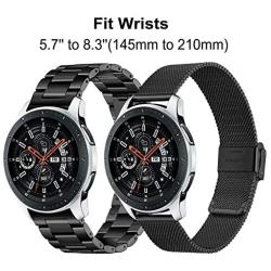 Band Sets for Samsung Galaxy Watch 46mm / Galaxy Watch 3 45mm / Gear S3, TRUMiRR 22mm Solid Stainless Steel Metal + Mesh Loop Strap Quick Release Watchband Replacement for TicWatch Pro 3, Fossil Mens Gen 4 Explorist