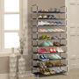 ERONE Shoe Rack Organizer , Tall Shoe Storage for Closets Non-Woven Fabric Metal Sturdy Shoe Shelf Tower Cabinet for Entryway (Black, 10 Tier)