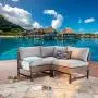 Festival Depot 3 Pieces Patio Sectional Corner Sofa Set Outdoor All-Weather Wicker Metal Chairs with Seating Back Cushions Garden Poolside (Gray) Festival Depot 3 Pieces Patio Sectional Corner Sofa Set Outdoor All-Weather Wicker Metal Chairs with Seating Back Cushions Garden Poolside (Gray)