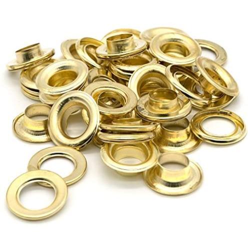 Ram-Pro 1/2'' Brass Grommets Eyelets with Washers Kit, Solid Metal Antique Style Eyelet Repair Replacement Pack, Sets of 25