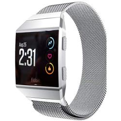 Aiiko Compatible with Fitbit Ionic Bands, Metal Stainless Steel Large Size Strap,Smooth Comfortable Adjustable Closure Wrist Sport Band Replacement for Fitbit Ionic Smart Watch - Silver