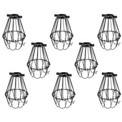 Rustic State Lampa Small Light Cage Metal Lamp Shade Black Set of 8