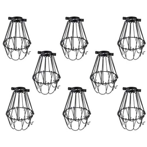Rustic State Lampa Small Light Cage Metal Lamp Shade Black Set of 8