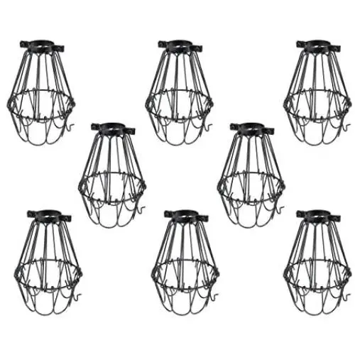 Rustic State Lampa Small Light Cage Metal Lamp Shade Black Set of 8 Rustic State Lampa Small Light Cage Metal Lamp Shade Black Set of 8