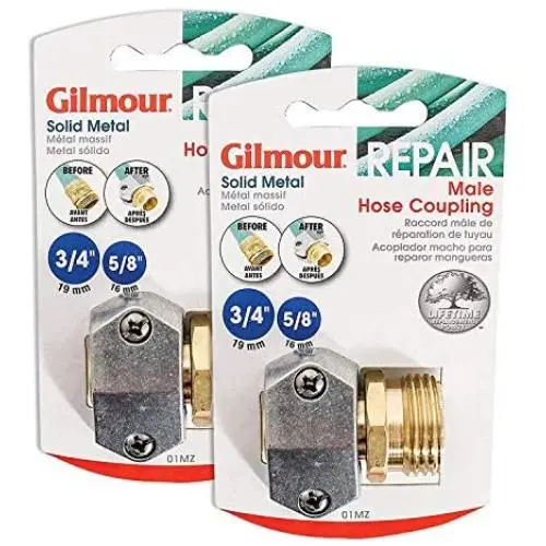 2 Pack - Gilmour Heavy Duty Brass and Metal Male Hose Repair Clamp Coupling - Barbed Mender for Garden Hoses - 01MZ 2 Pack - Gilmour Heavy Duty Brass and Metal Male Hose Repair Clamp Coupling - Barbed Mender for Garden Hoses - 01MZ