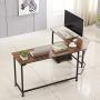 VECELO Modern L-Shaped Corner Computer Desk with CPU Stand/PC Laptop Study Writing Table Workstation for Home Office Wood & Metal, Dark Walnut+Black Leg