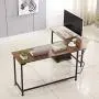 VECELO Modern L-Shaped Corner Computer Desk with CPU Stand/PC Laptop Study Writing Table Workstation for Home Office Wood & Metal, Dark Walnut+Black Leg VECELO Modern L-Shaped Corner Computer Desk with CPU Stand/PC Laptop Study Writing Table Workstation for Home Office Wood & Metal, Dark Walnut+Black Leg