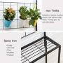 Metal 3-Tier Hanging Plant Stand Planter Shelves Flower Pot Organizer Rack Multiple Flower Pot Display Holder Shelf Indoor Outdoor Heavy Duty Planter Shelving Unit with Grid Panel