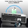 Rechargeable Wireless Keyboard and Mouse Combo, Ergonomic Metal Panel Keyboard with LED Backlight, 4-Color LED Backlight Optical Mice with Side Button, Easy to Clean, Anti-wear, for Office and Games
