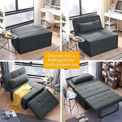 Diophros Ottoman Sleeper Sofa Bed, 4 in 1 Convertible Chair Multi-Function Folding Guest Sofa Chair for Living Room, Apartment (Deep Grey)