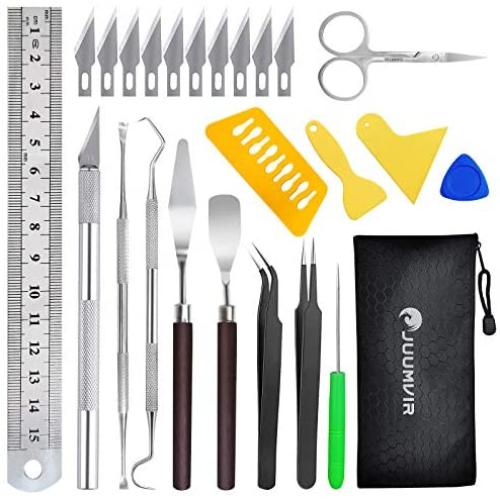 Weeding Tools for Vinyl, JUUMVIR 25 PCS Craft Tools Set Whole Set Vinyl Tools Including Scraper Tool, Scissor, Craft Tweezers, Weeders, Spatula for Weeding Vinyl, Silhouettes, Cameos, Lettering