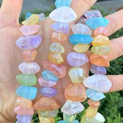 38pcs Natural Crystal Quartz Free Form Irregular Chakras Rainbow AB Titanium Coated Gemstone Beads for Jewelry Craft Making GCA-1