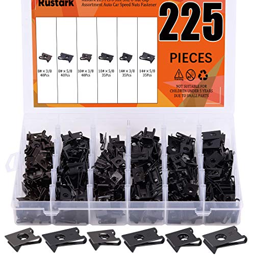 Rustark 225 Pcs 6 Size SAE U-nut Clip Assortment Auto Car Speed Nuts Fastener with Store Box for Dash Door Panel Interior Rustark 225 Pcs 6 Size SAE U-nut Clip Assortment Auto Car Speed Nuts Fastener with Store Box for Dash Door Panel Interior