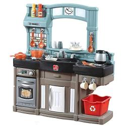 Step2 Best Chefs Kitchen Playset | Kids Play Kitchen with 25-Pc Toy Accessories Set, Real Lights & Sounds, Multicolor