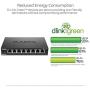 D-Link Ethernet Switch, 8 Port Gigabit Unmanaged Metal Fanless Desktop or Wall Mount Design (DGS-108)