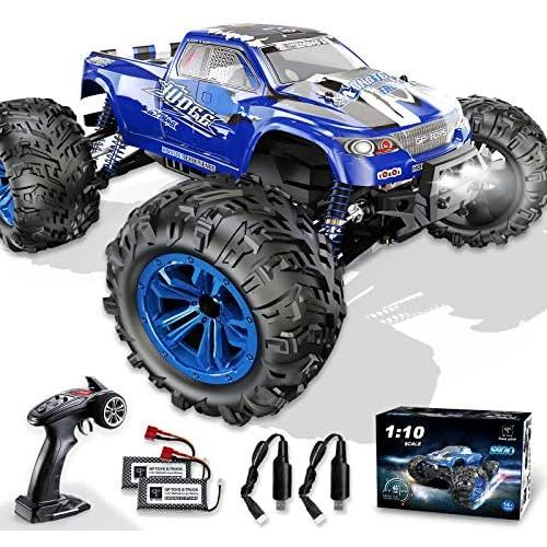 Soyee RC Cars 1:10 Scale RTR 46km/h High Speed Remote Control Car All Terrain Hobby Grade 4WD Off-Road Waterproof Monster Truck Electric Toys for Kids and Adults -1600mAh Batteries x2