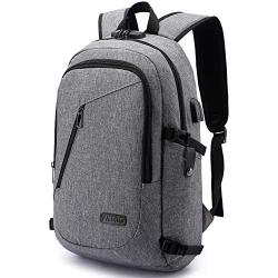 Laptop Backpack,Business Travel Anti Theft Backpack for Men Women with USB Charging Port,Slim Durable Water Resistant College School Bookbag Computer Backpack Fits 15.6 Inch Laptop Notebook,Grey