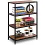 GreenForest Industrial Bookcase 4 Tier Rustic Bookshelf Metal Frame for Home and Office Walnut GreenForest Industrial Bookcase 4 Tier Rustic Bookshelf Metal Frame for Home and Office Walnut