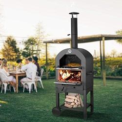 U-MAX Outdoor Pizza Oven Wood Fire, Freestanding, Steel Pizza Grill, Pizza Maker Camping Cooker with Pizza Stone