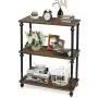 SRIWATANA 3-Shelf Shelving Storage Unit, Metal Storage Shelves Rack, Vintage Bookshelf for Living Room, Bedroom, Kitchen, Dark Walnut SRIWATANA 3-Shelf Shelving Storage Unit, Metal Storage Shelves Rack, Vintage Bookshelf for Living Room, Bedroom, Kitchen, Dark Walnut