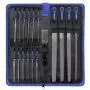 Preciva 18PCS File Set, 18 in1 High Carbon Steel Multipurpose File Set Includes 4PCS Flat/Triangle/Half-Round/Round Large File and 12PCS Needle File and ONE Scrath Brush and ONE Portable Bag