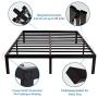 King Size Bed Frame-16 Inch Tall Sturdy Platform Bed Base-Extra Heavy Duty Strong Steel Solid Metal Foundation- Easy Assemble/ Noise Free/ Non-Slip/ Squeaky Free/No Box Spring Needed/King