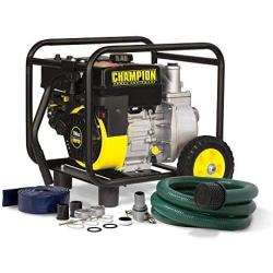 Champion 66520 2-Inch Gas-Powered Semi-Trash Water Transfer Pump with Hose and Wheel Kit