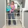 Toddleroo by North States 50'' Wide Extra Wide Wire Mesh Baby Gate: Installs in Extra Wide Opening in Second Without damaging Wall. Pressure Mount. Fits 29.5''-50'' Wide (32'' Tall, Sustainable Hardwood)