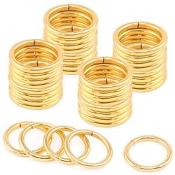 Rustark 60 Pcs 5/8 Inch Gold Heavy Duty Metal O Ring, 3mm Thick Webbing Buckle Loop Ring, Multi-Purpose Clasps Buckles Round Rings for Dog Leas Luggage Belt Craft DIY Accessories (16mm)