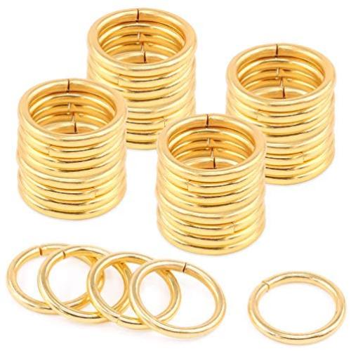 Rustark 60 Pcs 5/8 Inch Gold Heavy Duty Metal O Ring, 3mm Thick Webbing Buckle Loop Ring, Multi-Purpose Clasps Buckles Round Rings for Dog Leas Luggage Belt Craft DIY Accessories (16mm)