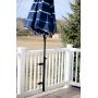 Patio Umbrella Holder | Outdoor Umbrella Base and Mount | Attaches to Railing Maximizing Patio Space and Shade (White)