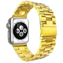 SPINYE Bands Compatible with iWatch 38mm 40mm 42mm 44mm, Solid Stainless Steel Metal Strap Replacement for Apple iWatch Series 6/5 / 4/3 Women Men (Gold, 38mm/40mm)