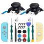 2-Pack Joycon Joystick Replacement, 3D Analog Joystick Thumb Sticks for Nintendo Switch, Joycon & Switch Lite Replacement Part Repair Kit, Include Metal Buckles,Screwdrivers,Thumb Grips Caps,Pry Tools