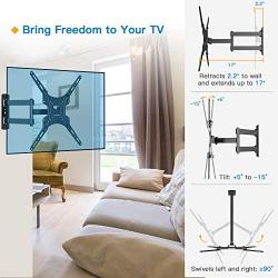 Full Motion TV Wall Mount Bracket Articulating Arms Swivels Tilts Extension Rotation for Most 13-55 Inch LED LCD Flat Curved Screen TVs, Max VESA 400x400mm up to 66lbs by Pipishell